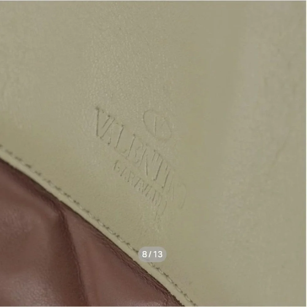 Valentino Garavani Candystud Top Handle Purse Pink Beige Black Leather Studded